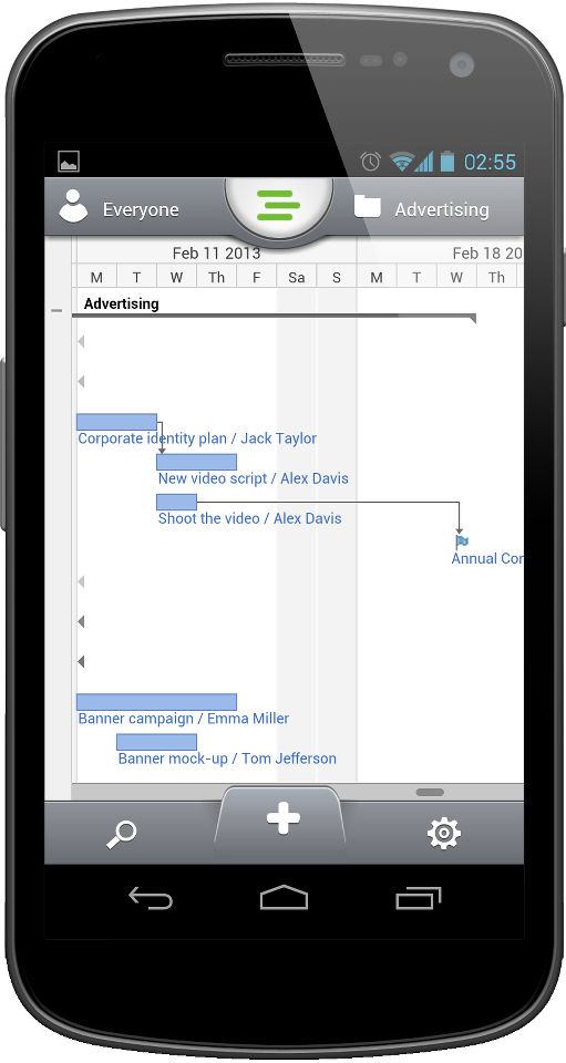 The new mobile Gantt chart enables you to quickly browse your project ...