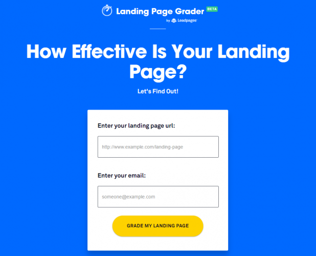 Landing Page Grader - 40 лучших инструментов для повышения продуктивности команды маркетинга