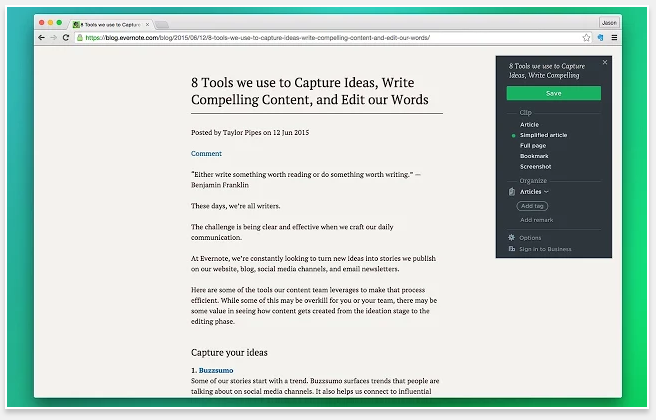 Evernote - 51 Chrome Browser Extensions to Amplify Your Productivity