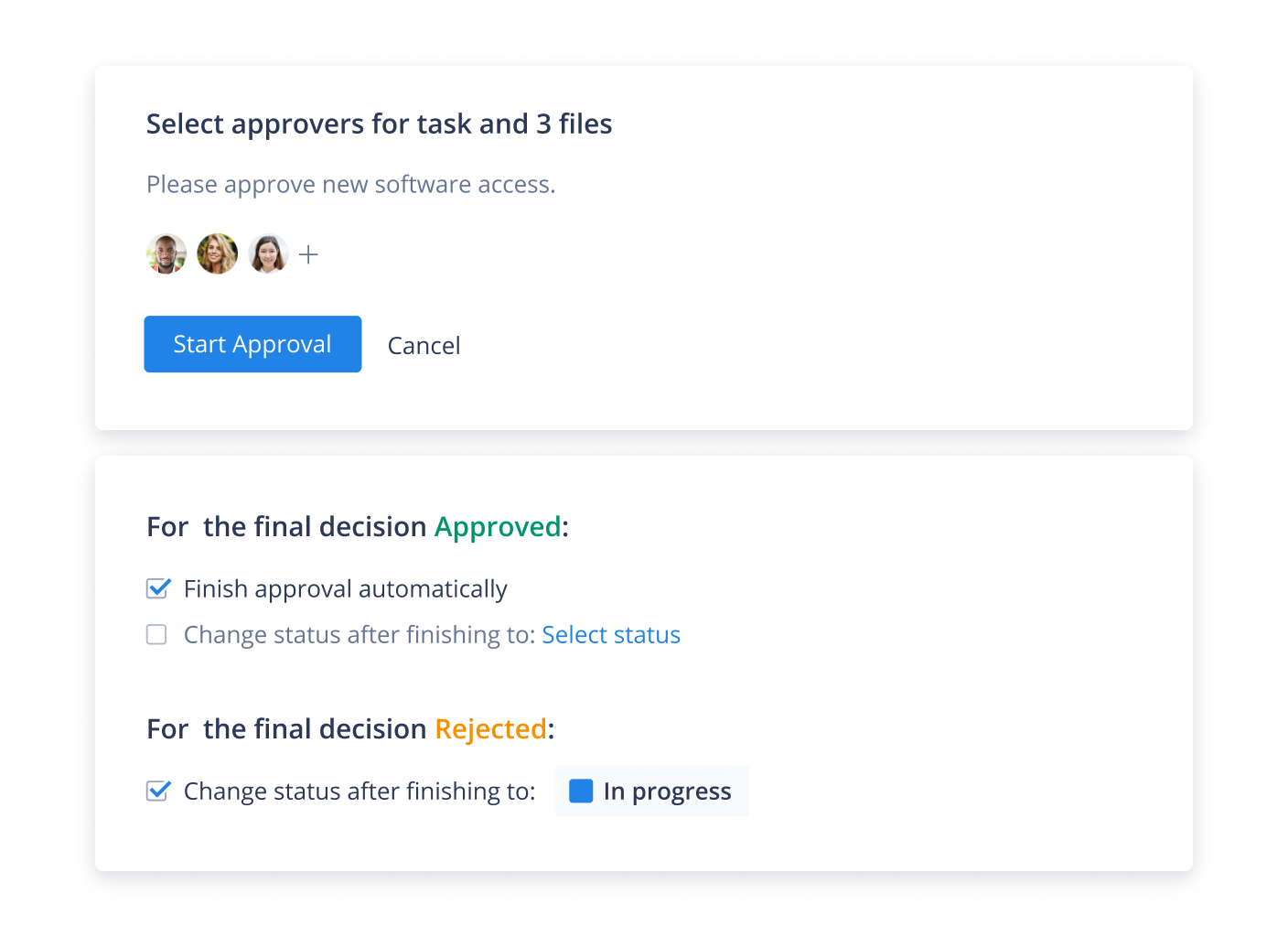 Wrike product screenshot of task approval