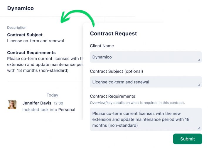 This image shows how Yourbiz uses Wrike custom request forms to submit new work items.