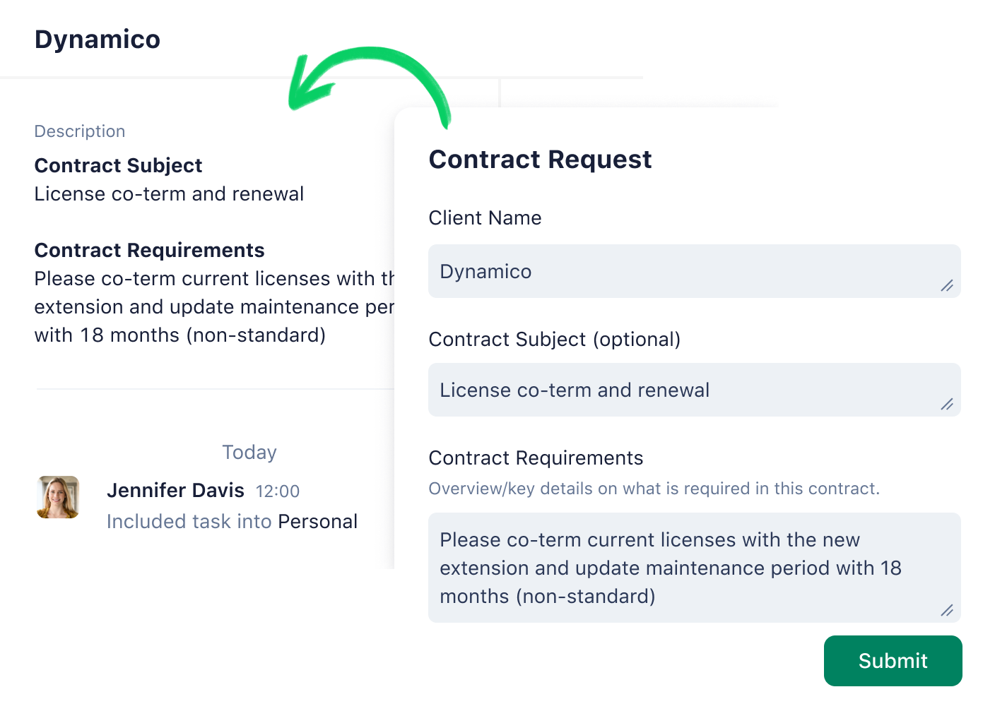 screenshot of request forms in Wrike