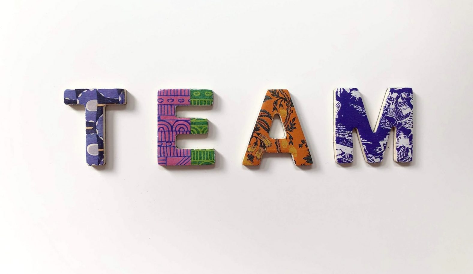 The word "team" spelled out