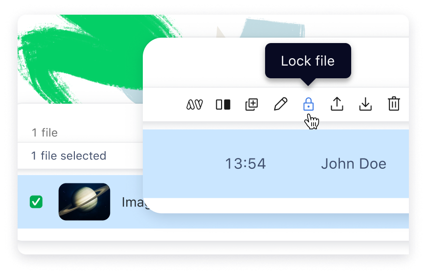 Screenshot for Wrike's file lock feature