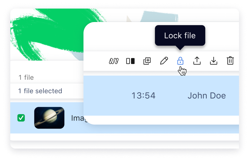 Screenshot for Wrike’s file lock feature