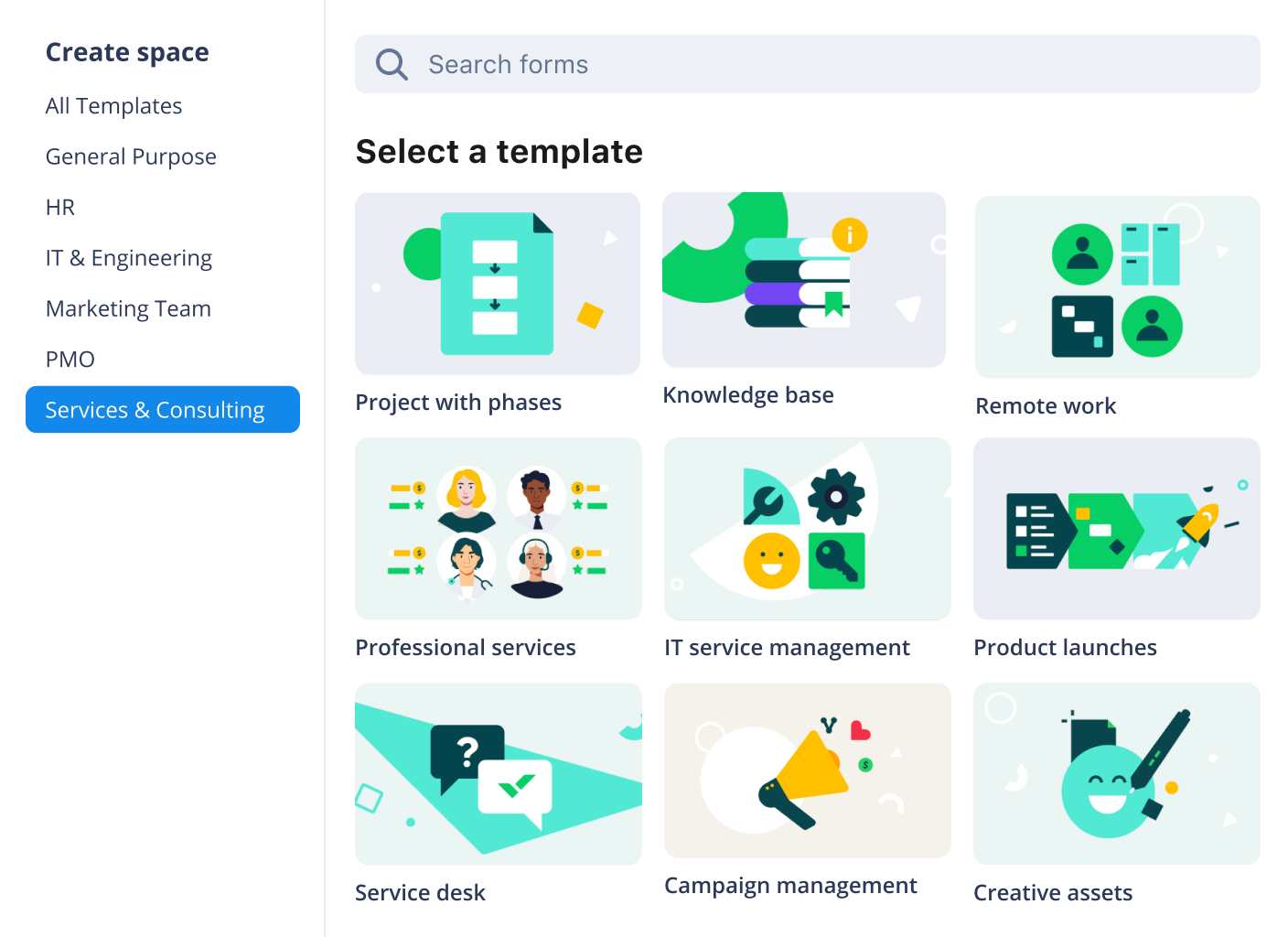Wrike product screenshot of templates gallery
