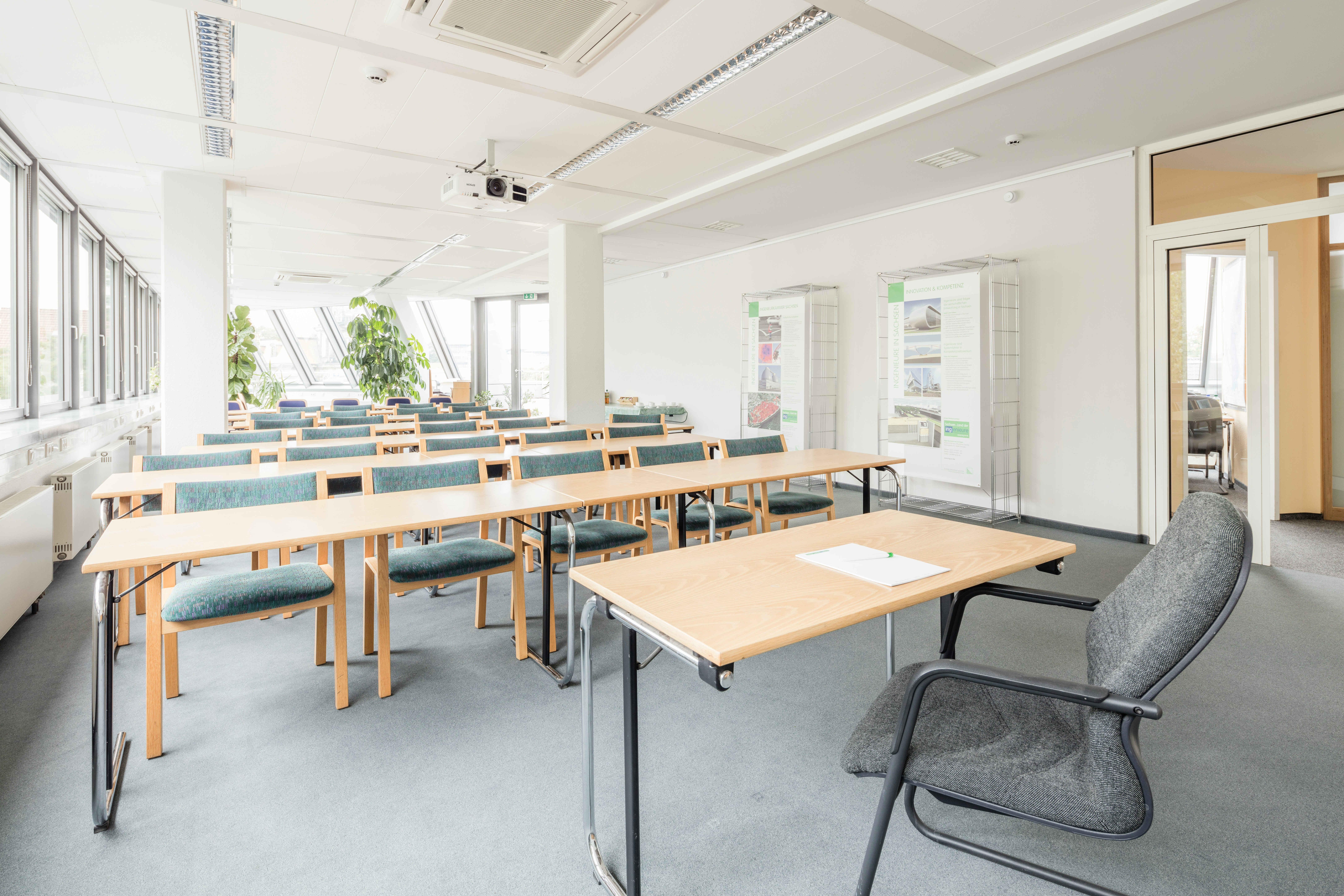 Classroom with empty desks