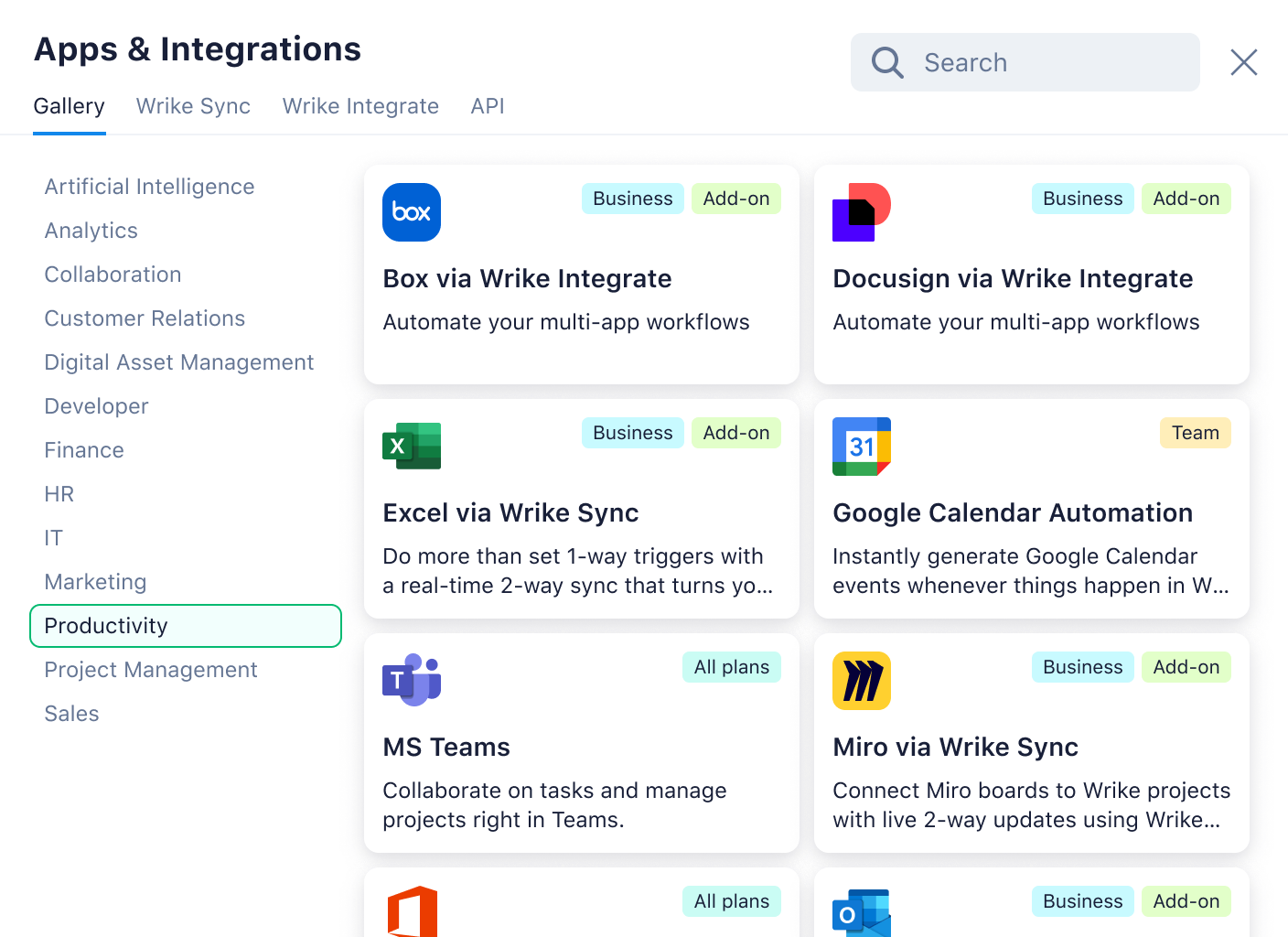 productivity integrations
