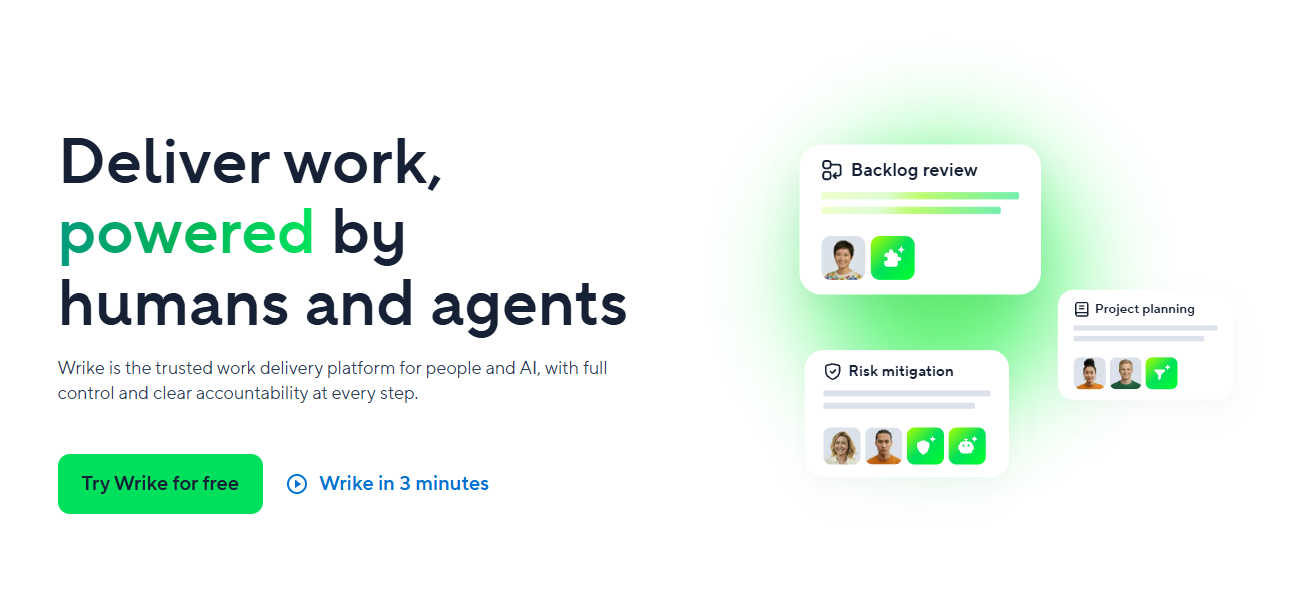 Wrike Website Homepage With Project Management Tools And Team Collaboration Features.