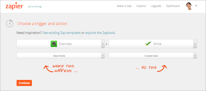 Link Evernote and Wrike with Zapier!