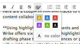 Highlight text in different colors to point out areas that need editing.