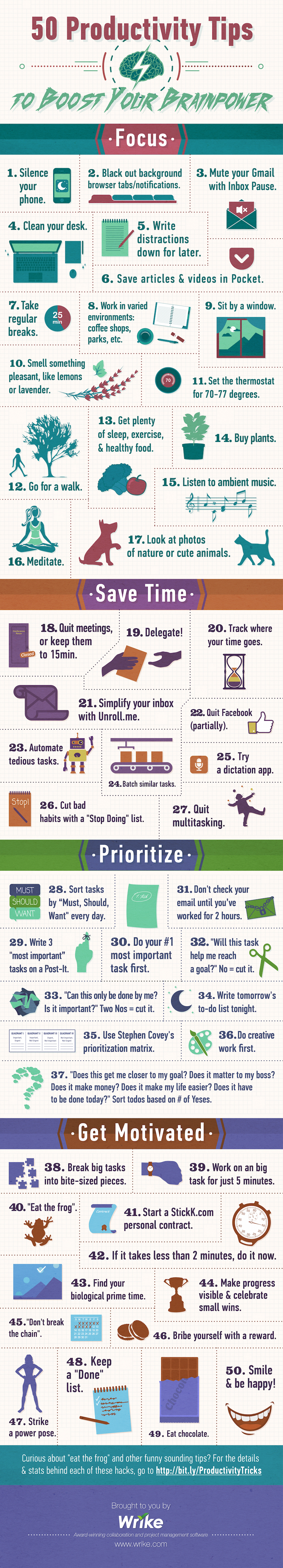 50 Productivity Tips to Boost Your Brainpower (#Infographic)